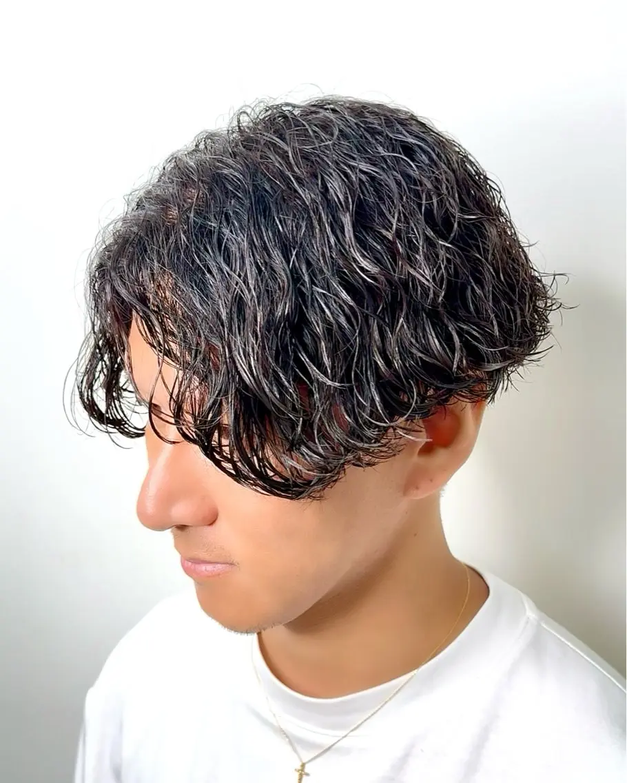 パーマ メンズ センターパート 波巻きパーマ カット パーマ ☆★メンズ特化★☆ 川地由麿のヘアスタイル