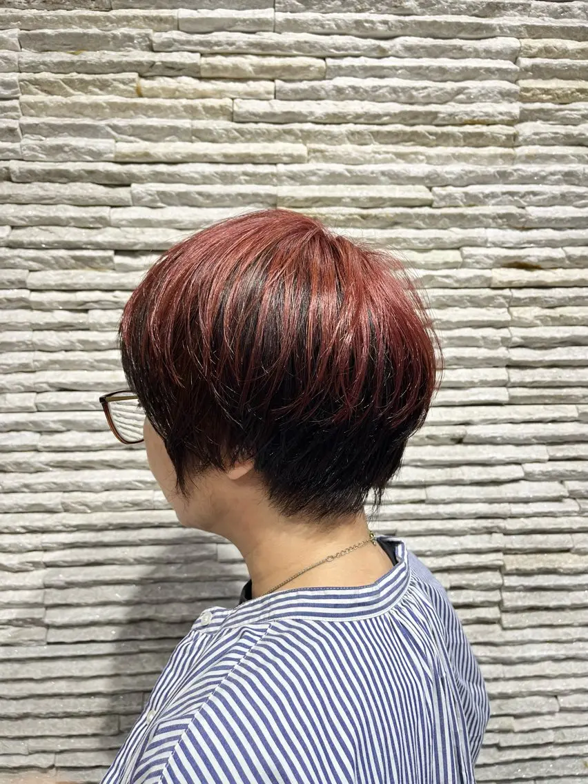 ショート カット ヘアカラー メンズカット デザインカラーのヘアスタイル