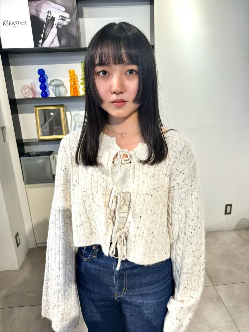 セミロング 姫カット 顔周りカット/透明感 カラー✂️MEIのヘアスタイル