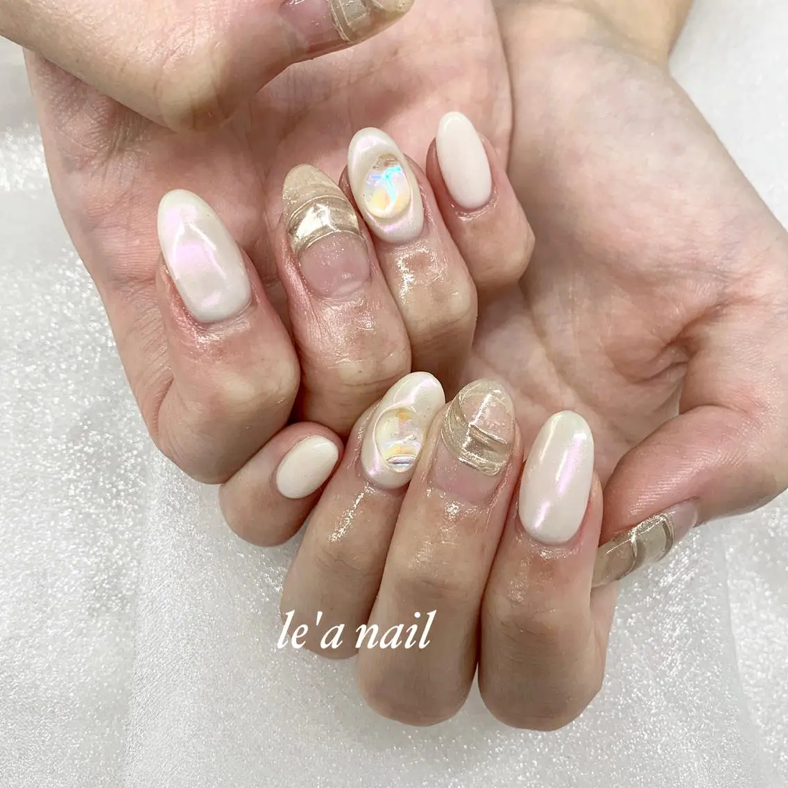 ネイル オーロラネイル クリアネイル ミラーネイル ニュアンスネイル ブライダルネイル pu muのネイルデザイン