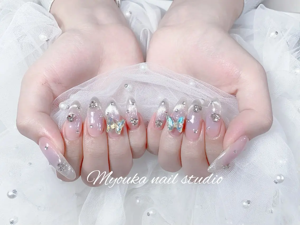 ネイル フットネイル フレンチネイル ジェルネイル ガラスフレンチ マグネットネイル ハンドネイル ハンドケア Myouka 板橋区大山駅前店のネイルデザイン