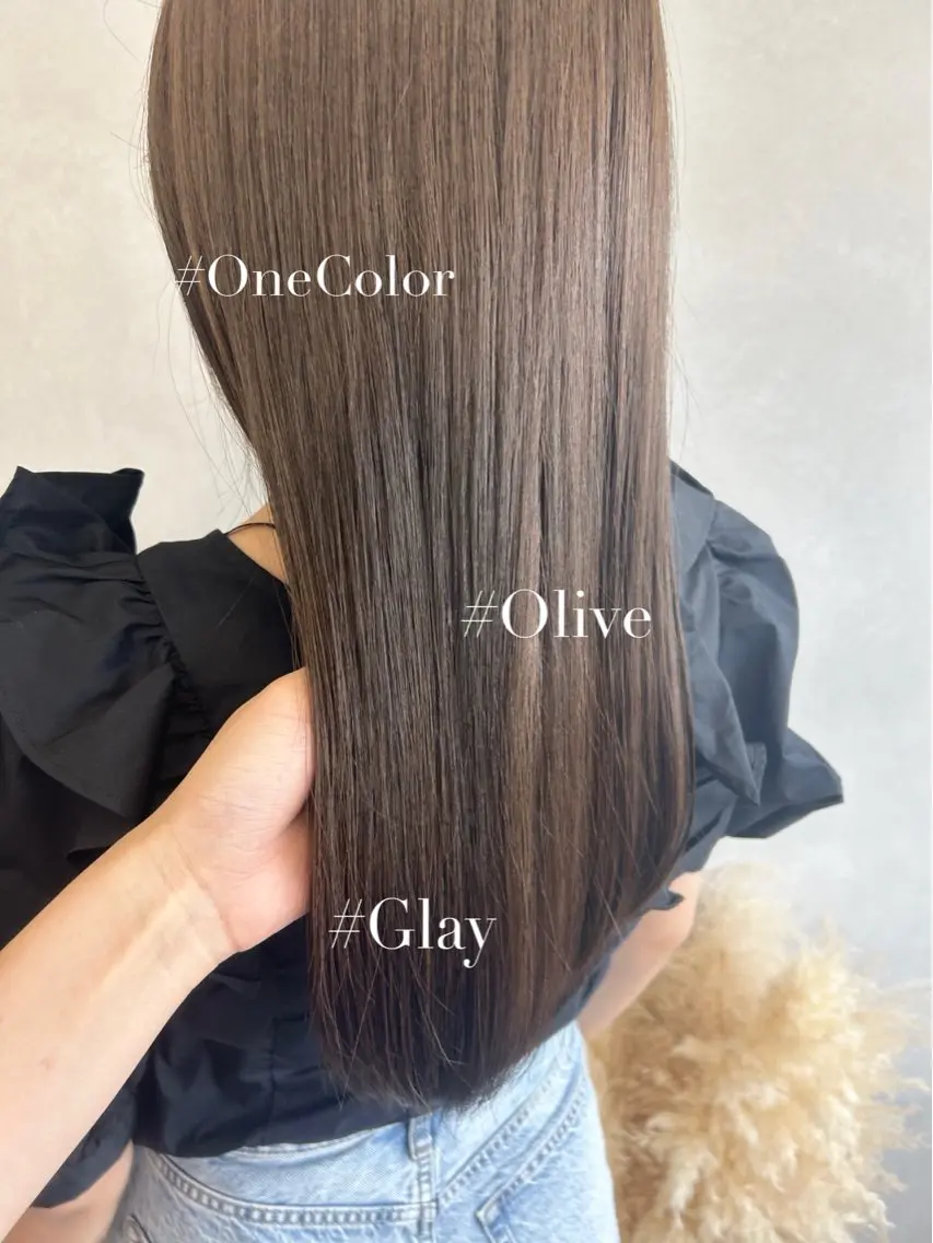ロング カラー オリーブグレー カット ヘアカラー 暖色･似合わせカラー (廣石沙英🎀)のヘアスタイル
