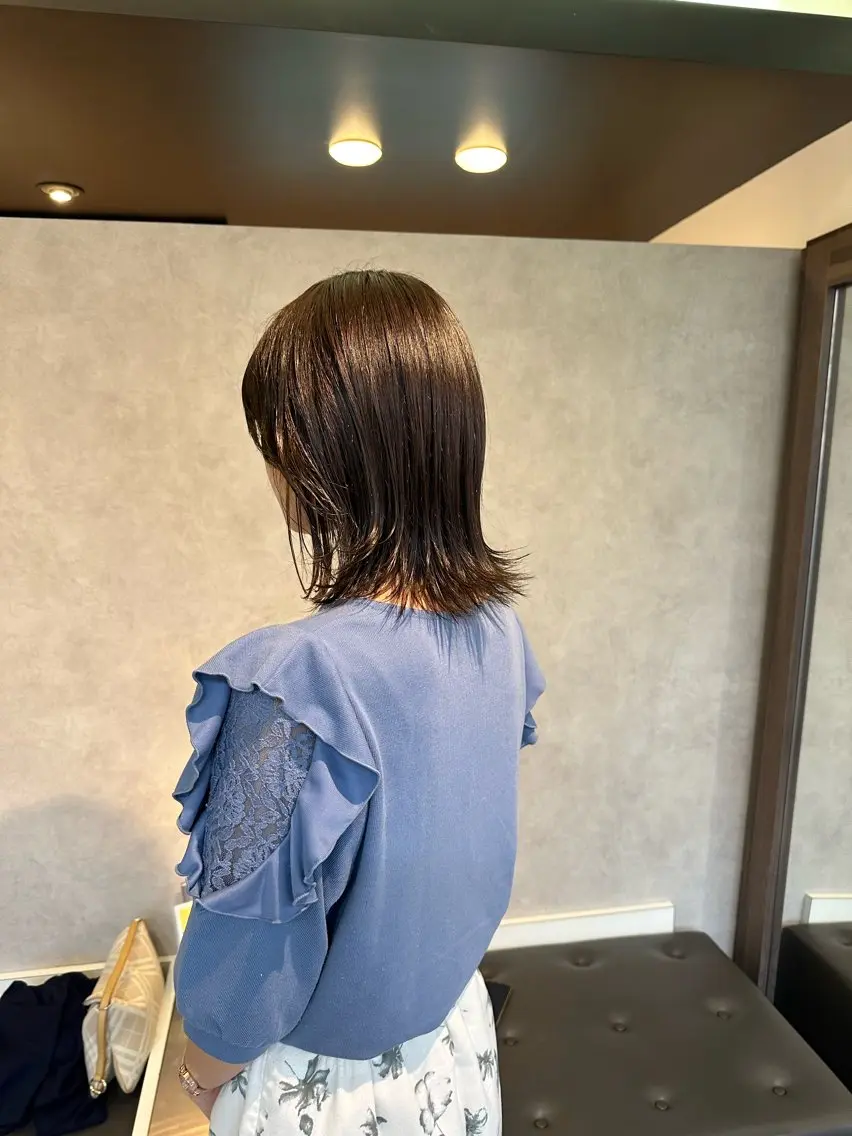 ミディアム カット ヘアカラー 縮毛矯正 トリートメント uhiyama shotarouのヘアスタイル