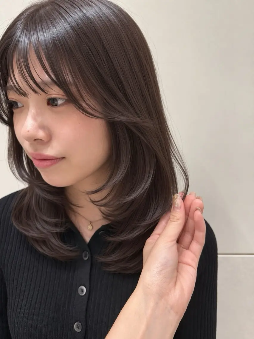 ミディアム カラー レイヤーカット 🫧癒し美容師｜ Alissa🌿のヘアスタイル