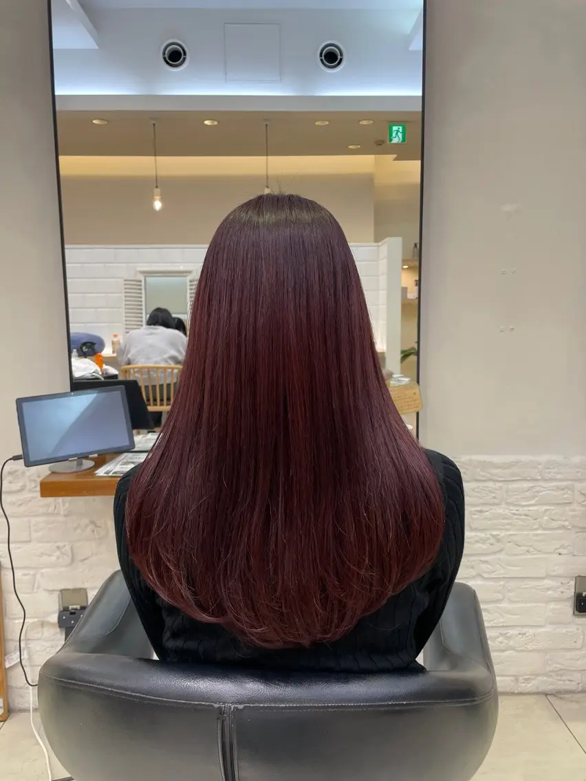 ロング カラー レッドカラー カット ヘアカラー トリートメント 縮毛矯正/レイヤー 🌙児玉光瑠のヘアスタイル