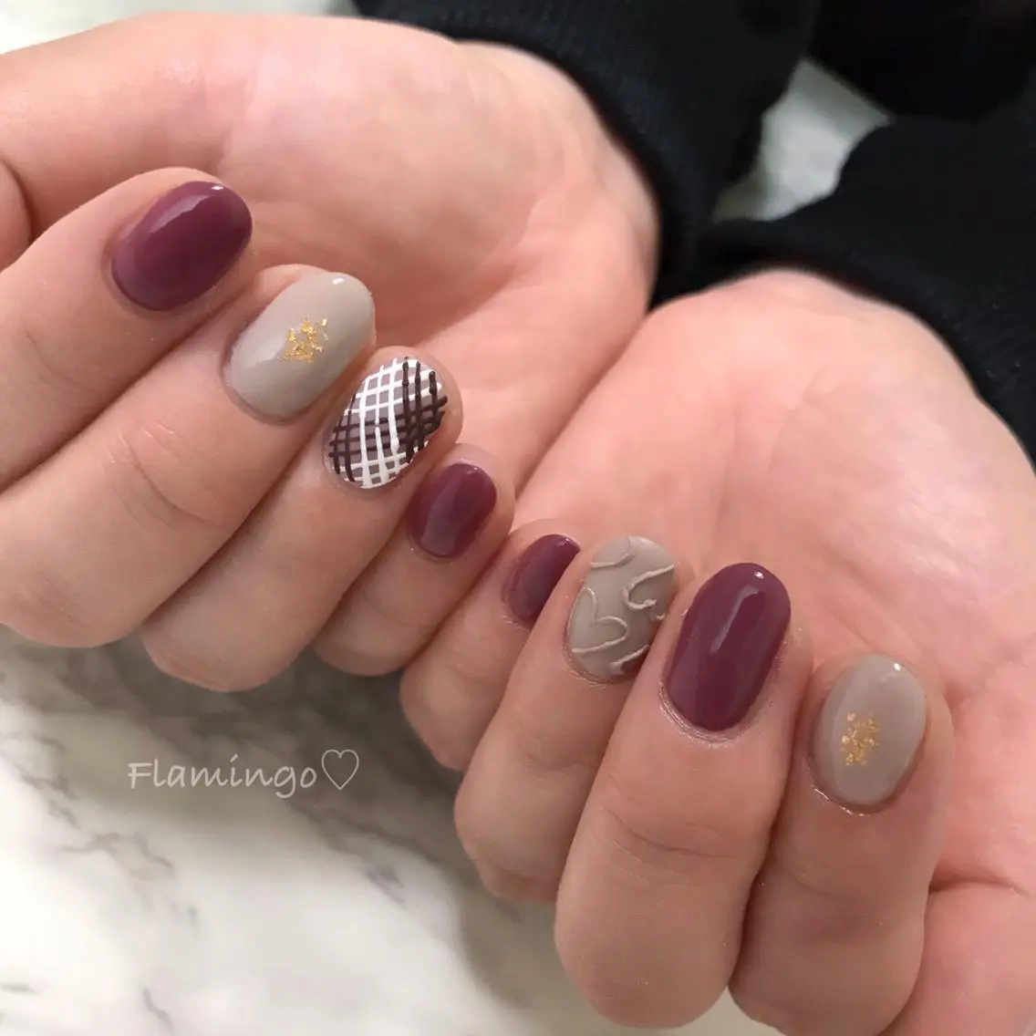 ネイル ジェルネイル マットネイル バレンタイン 冬ネイル フィルイン／自爪育成 ／爪に優しい施術のネイルデザイン