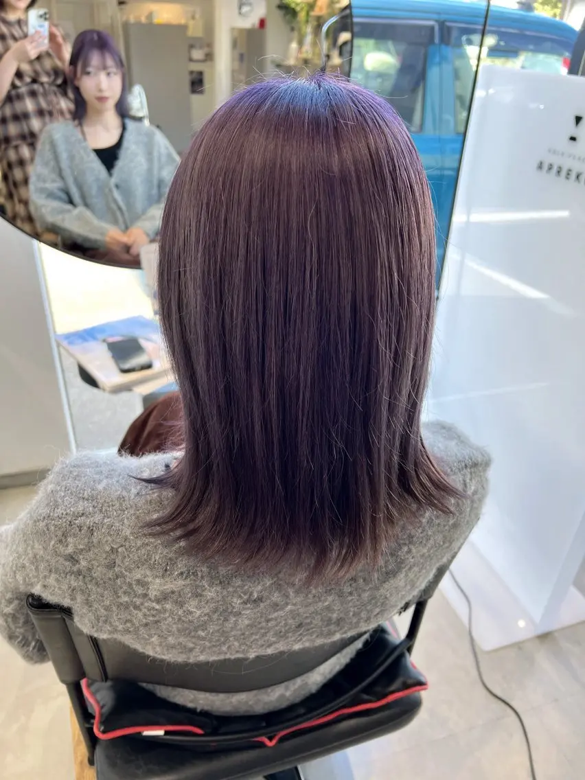 ミディアム カラー パープルカラー ヘアカラー APREKO SAYAKAのヘアスタイル