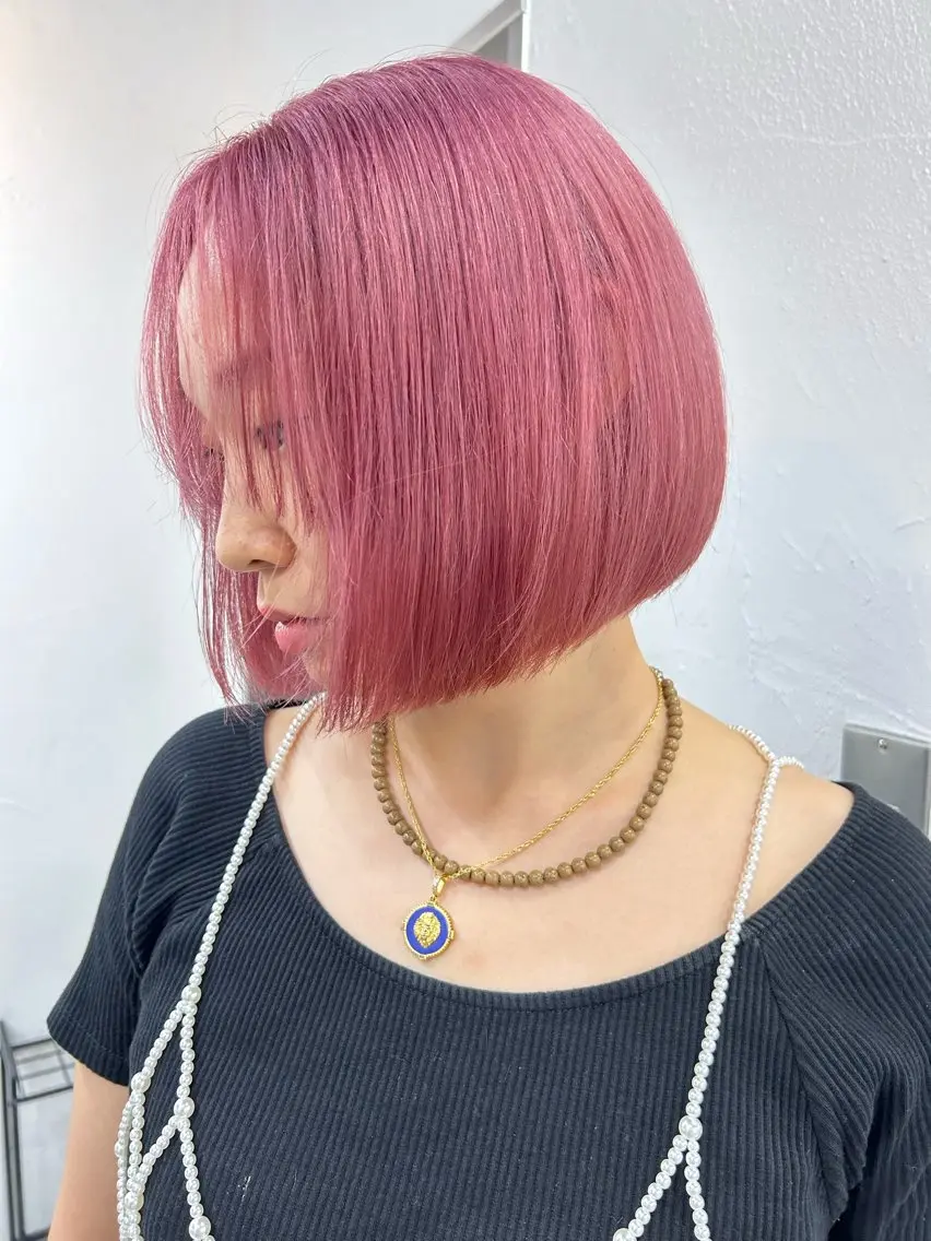 ショート カラー メンズ ピンクカラー カット ヘアカラー トリートメント 🧸艶々韓国ヘア 🧁mizunaのヘアスタイル