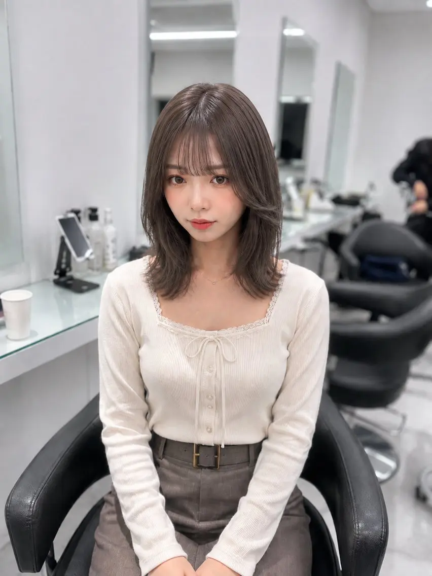 ミディアム カラー ヘアアレンジ カット ヘアカラー トリートメント 垢抜け透明感 カラー🪽ྀི🤎のヘアスタイル