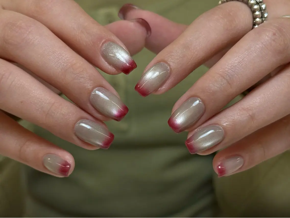 ネイル チークネイル フレンチネイル 韓国ネイル マグネットネイル 持ち込み Hi nail🎀 池袋kozueのネイルデザイン