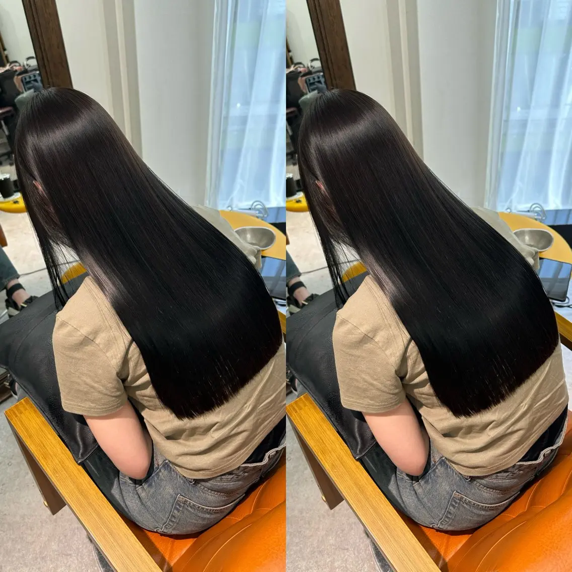 ロング カラー 黒髪 髪質改善 トリートメント ヘアカラー slit kokoroのヘアスタイル