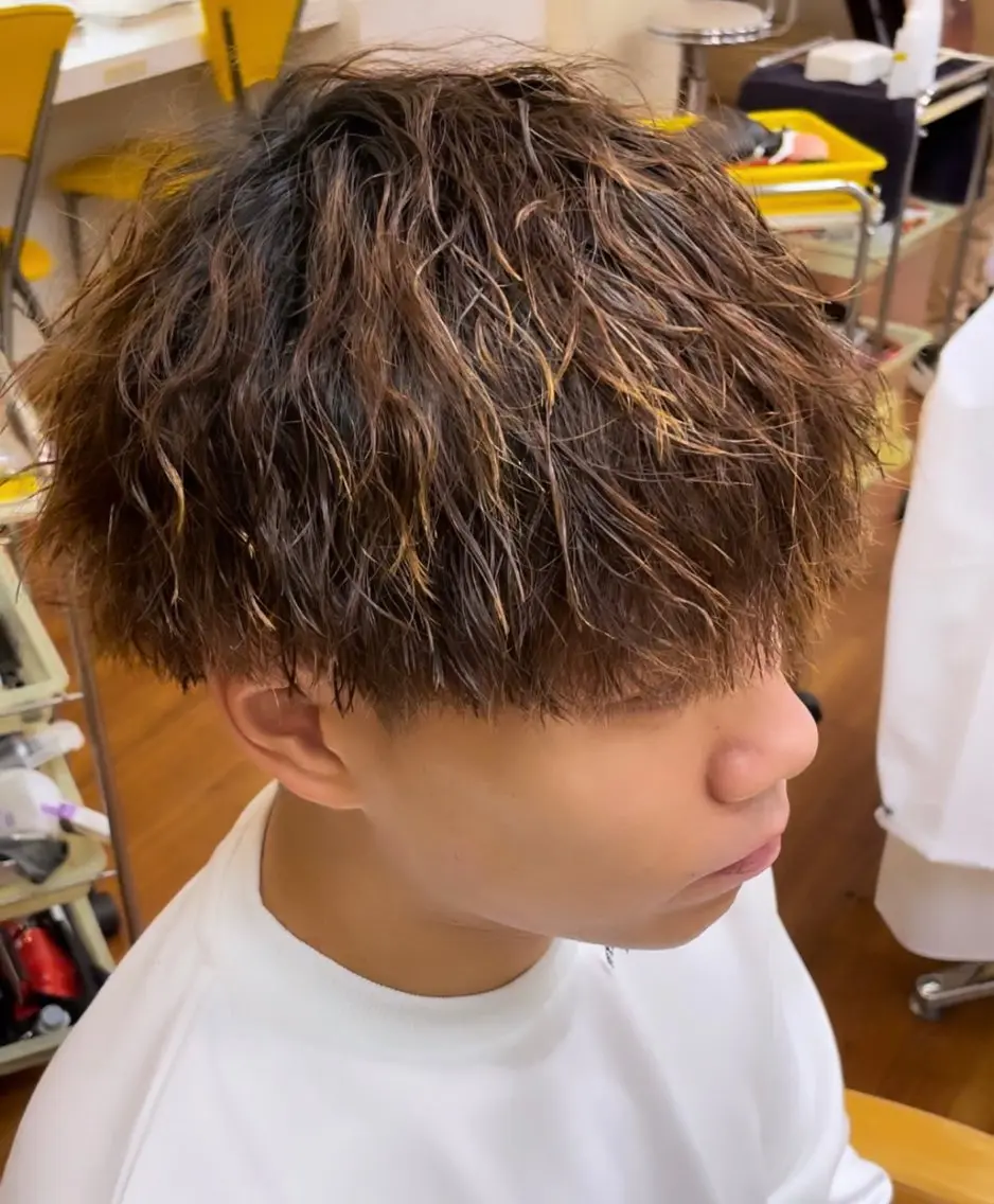 ショート パーマ メンズ アップバング センターパート メンズ韓国風 マッシュ メンズパーマ 💎メンズヘア特化 💎🦋野木祐輔のヘアスタイル