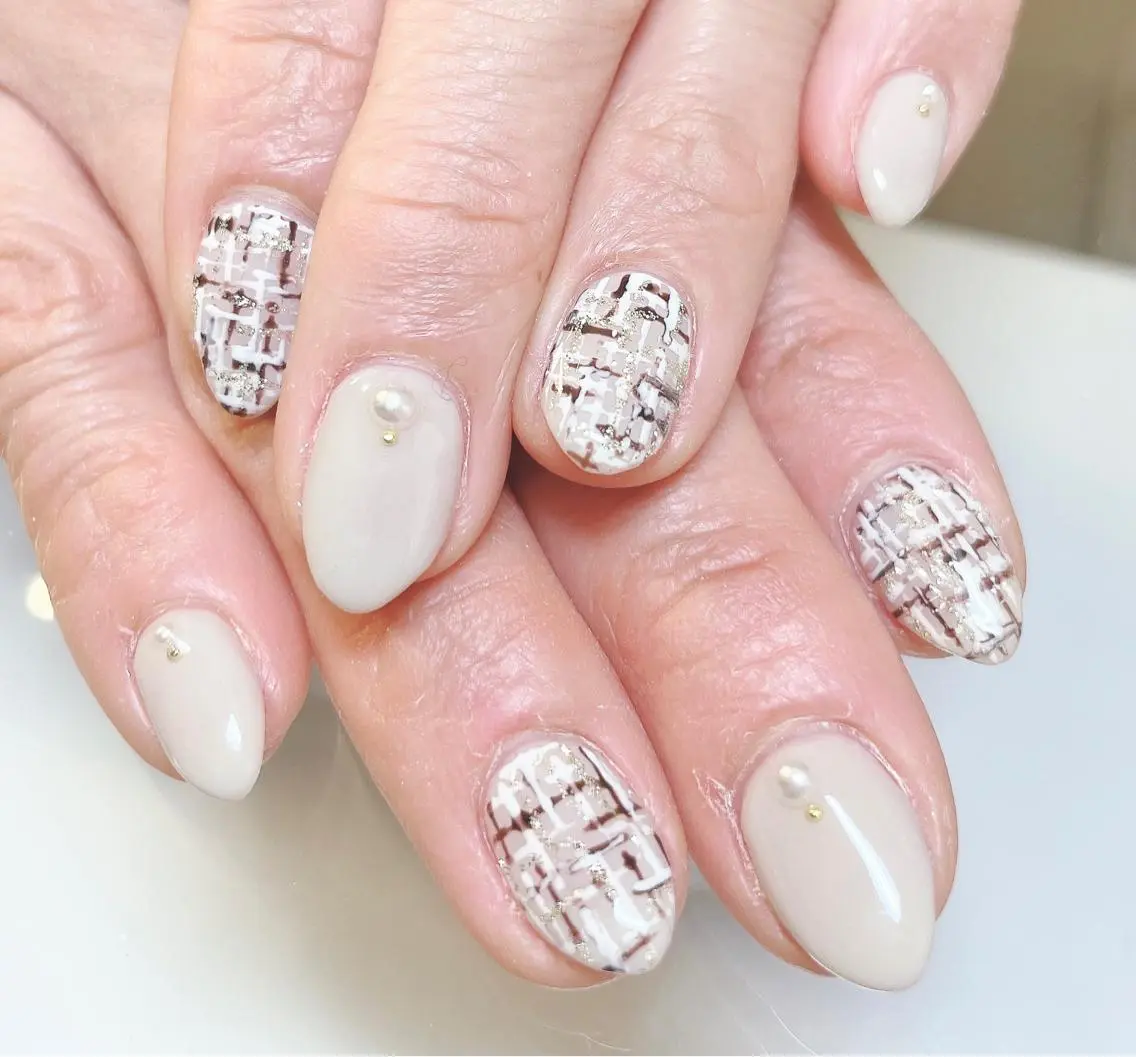 ネイル ツイードネイル ハンドネイル Nail room Lunaのネイルデザイン