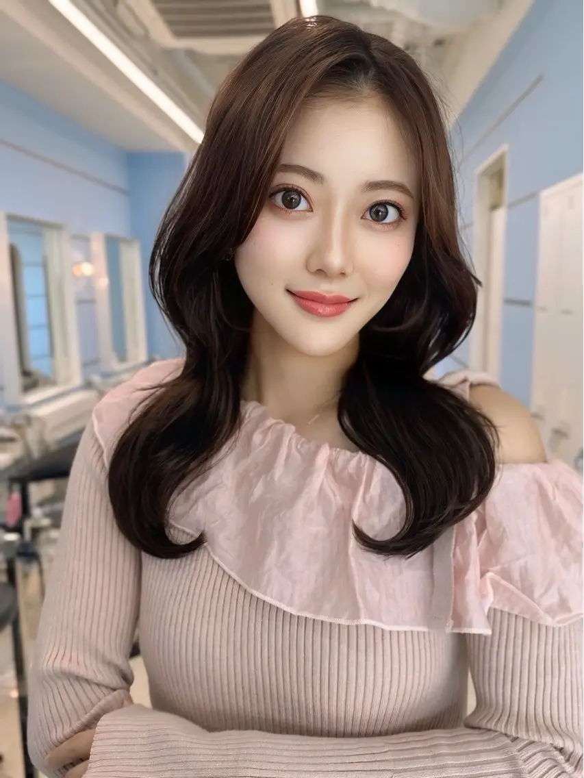 セミロング くびれヘア レイヤーカット 小顔カット 🧡LANA/栄/ レイヤー/ラテカラーのヘアスタイル