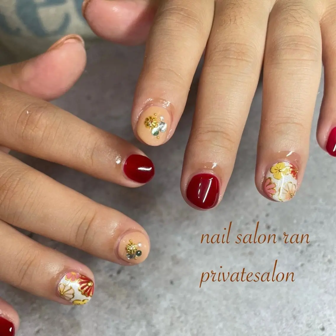 ネイル ボルドー ハンドネイル ハンドケア nailsalon ranのネイルデザイン