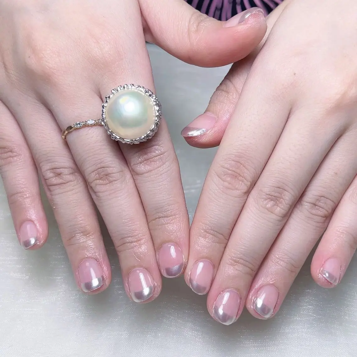メンズ ネイル フレンチネイル ミラーネイル ハンドネイル Nail salon 木にいるのネイルデザイン