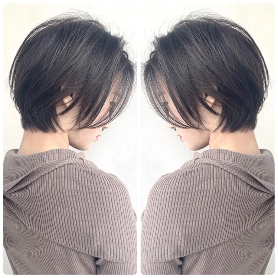 ショート ボブ 外国人風カラー ハイライト レイヤーカット ショートヘア カット ヘアカラー 京都大人女性ショート 徒歩1分/秋山のヘアスタイル