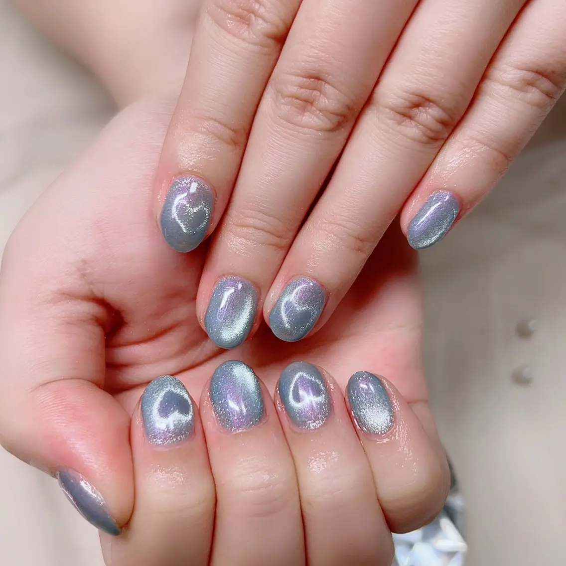 ネイル ハート キラキラネイル マグネットネイル バレンタイン ハンドネイル Cute Tips nailのネイルデザイン
