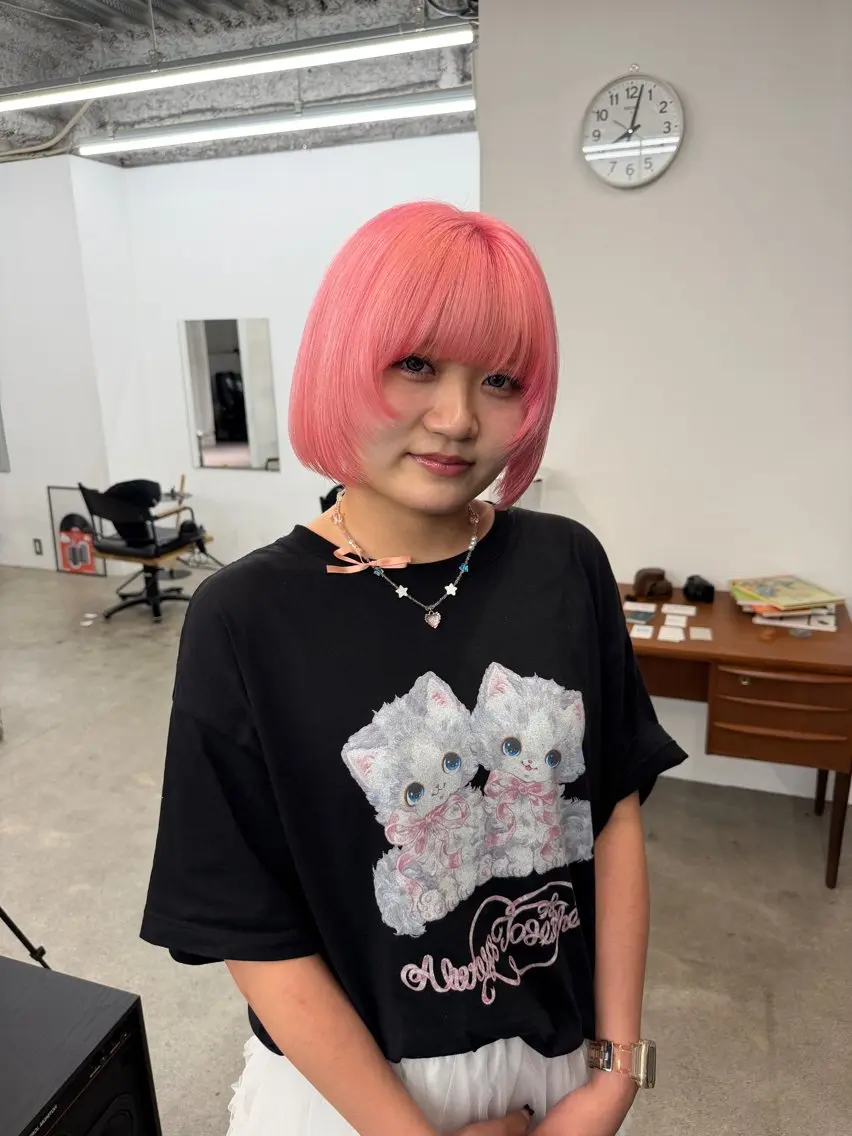 カラー ブロンド ピンクカラー ヘアカラー ダブルカラー 大募集中❣️ あいりのヘアスタイル