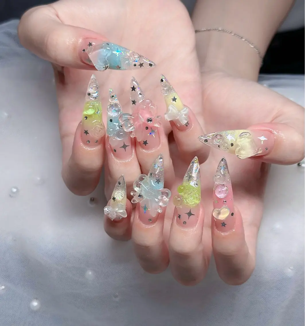 ネイル ハート キラキラネイル リボン ハンドネイル キノコ H.babynailのネイルデザイン