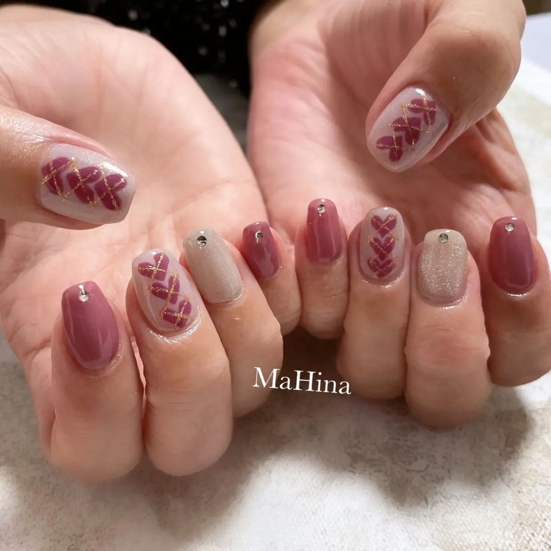 ネイル ハート 冬ネイル ハンドネイル Le Vernis MaHina・まひなのネイルデザイン