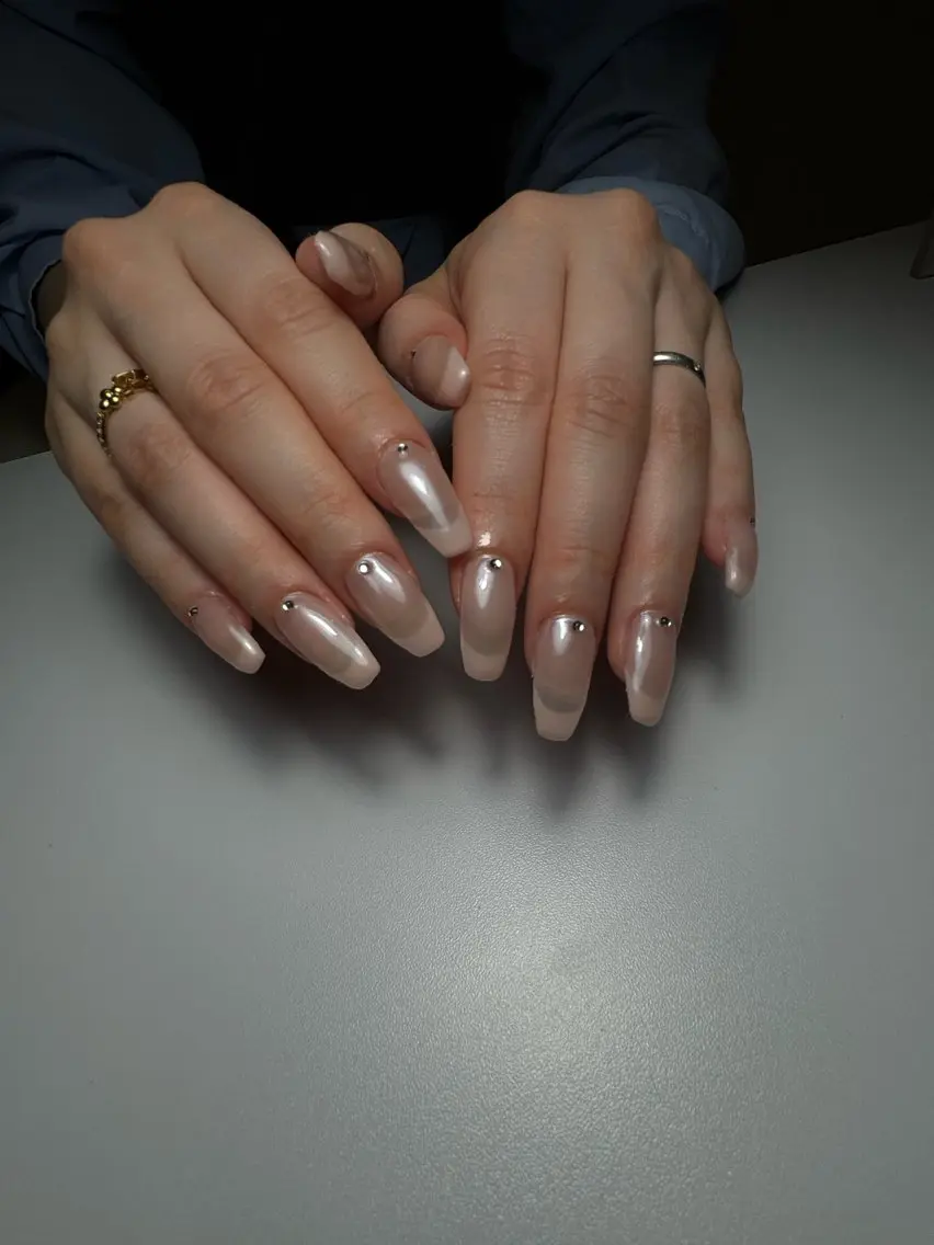 ネイル 長さ出し フレンチネイル ロングネイル ミラーネイル ピンク plum nailのネイルデザイン