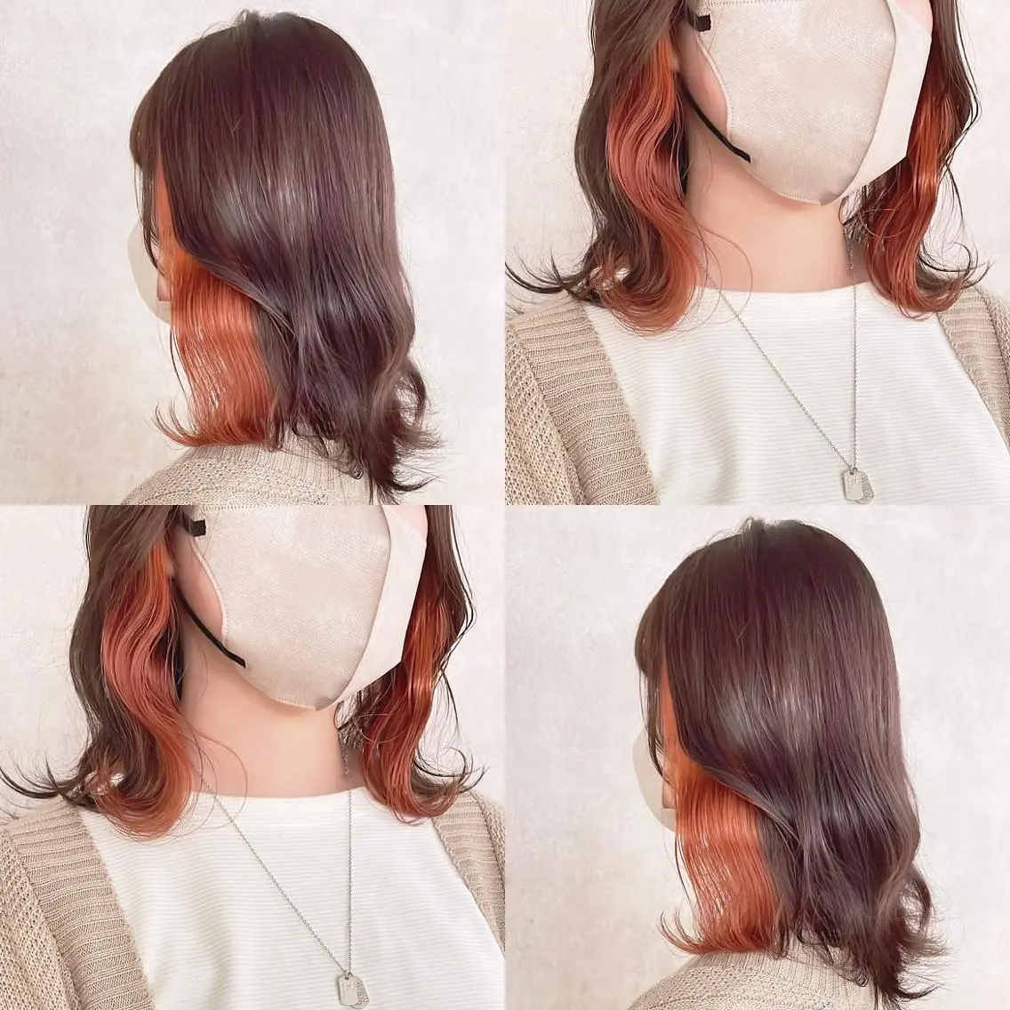 カラー ベージュカラー ブリーチ オレンジ オレンジベージュ ヘアカラー トリートメント 渋谷:インナーカラー ／🍒エリカ🍒のヘアスタイル
