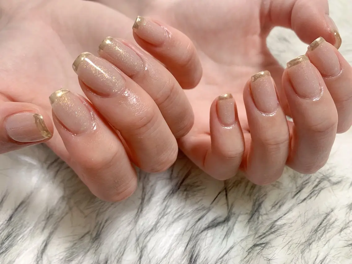 ネイル フレンチネイル ジェルネイル 韓国ネイル ラメ(グリッター) メンズネイル kiki nail たまプラーザのネイルデザイン