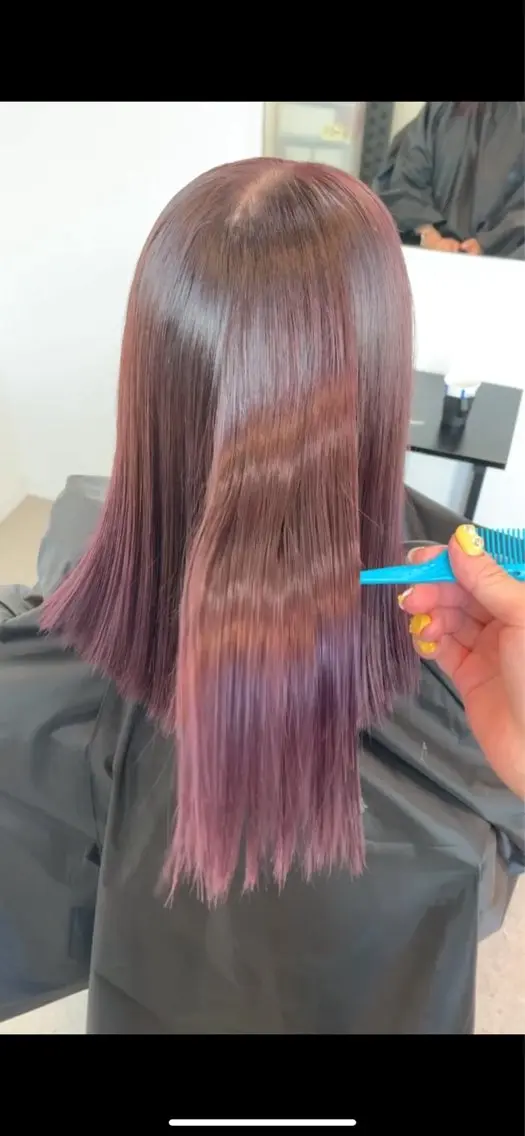 ミディアム カラー Agu peachのヘアスタイル