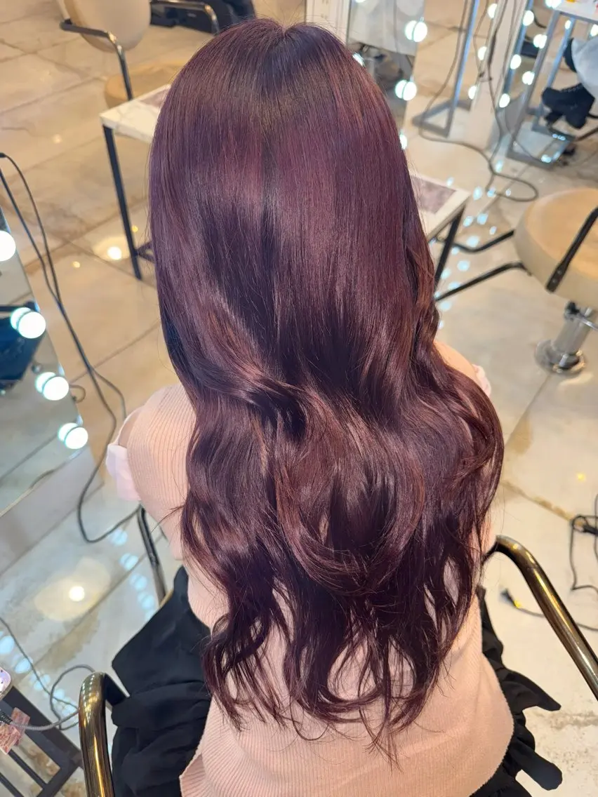 ロング カラー ヘアアレンジ ブリーチ カシス 透明感カラー ダブルカラー ラベンダーカラー HARUNA/原宿/ デザイン/カットのヘアスタイル