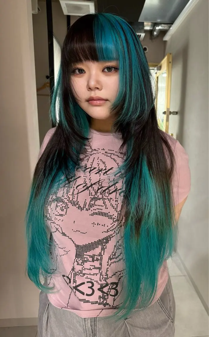 ロング ウルフカット カット ヘアカラー TAIRA横浜ウルフ 🐺デザインカラーのヘアスタイル