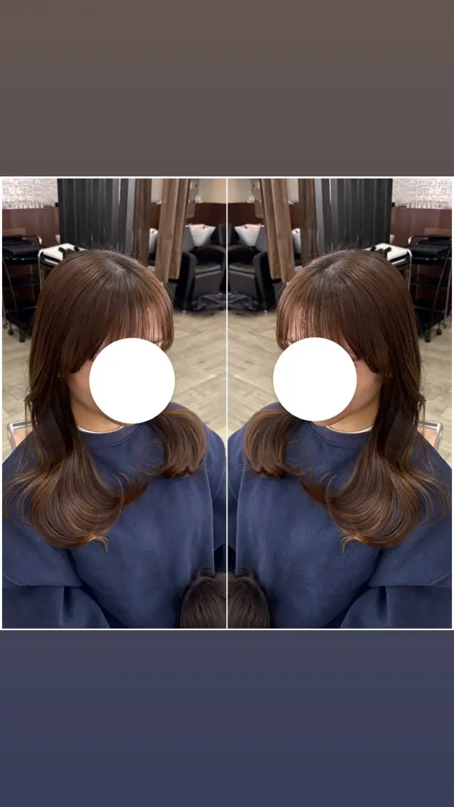 セミロング カット くびれカット🎀 clesc'宮島梨央のヘアスタイル