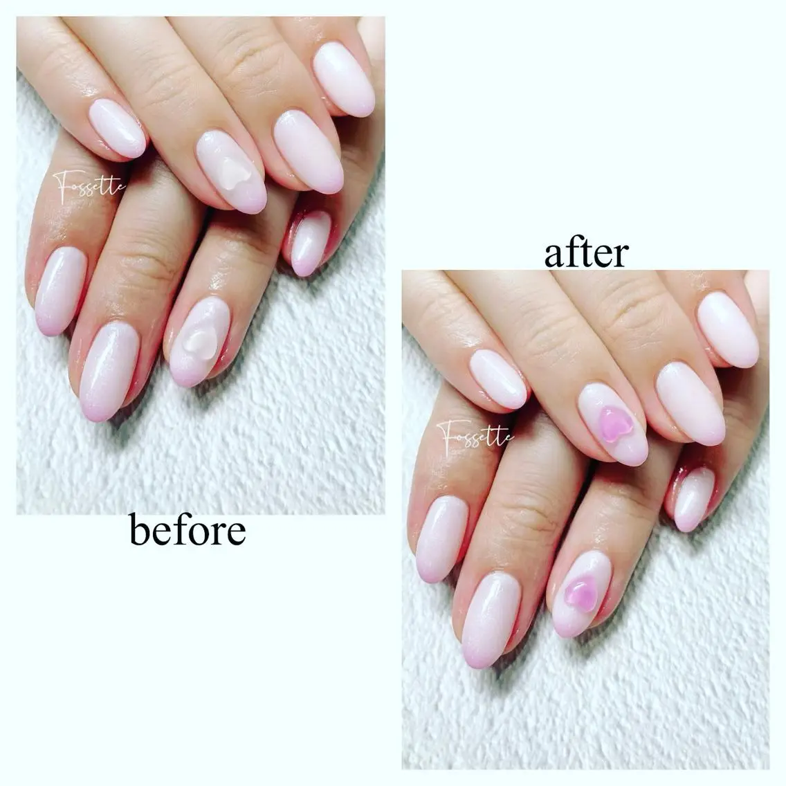 ネイル クリアネイル ハート ワンカラーネイル UVネイル ハンドネイル nailsalon Fossetteのネイルデザイン