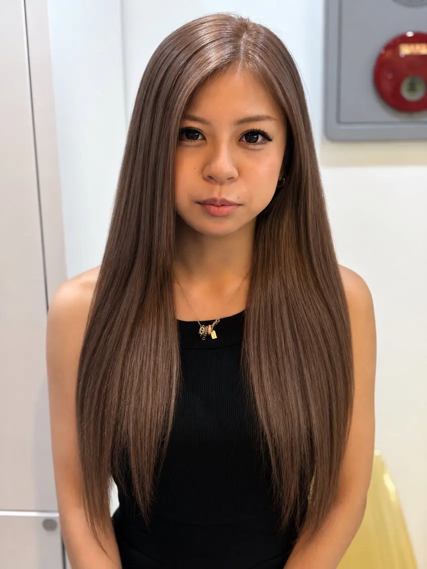 セミロング カラー 💘ハイトーン特化 PELE栄 OUYAのヘアスタイル