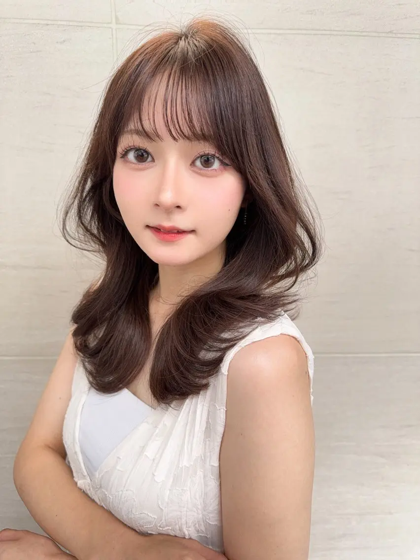 ミディアム カラー カット ヘアカラー トリートメント 美髪縮毛矯正✨🫧 レイヤー川村利幸のヘアスタイル