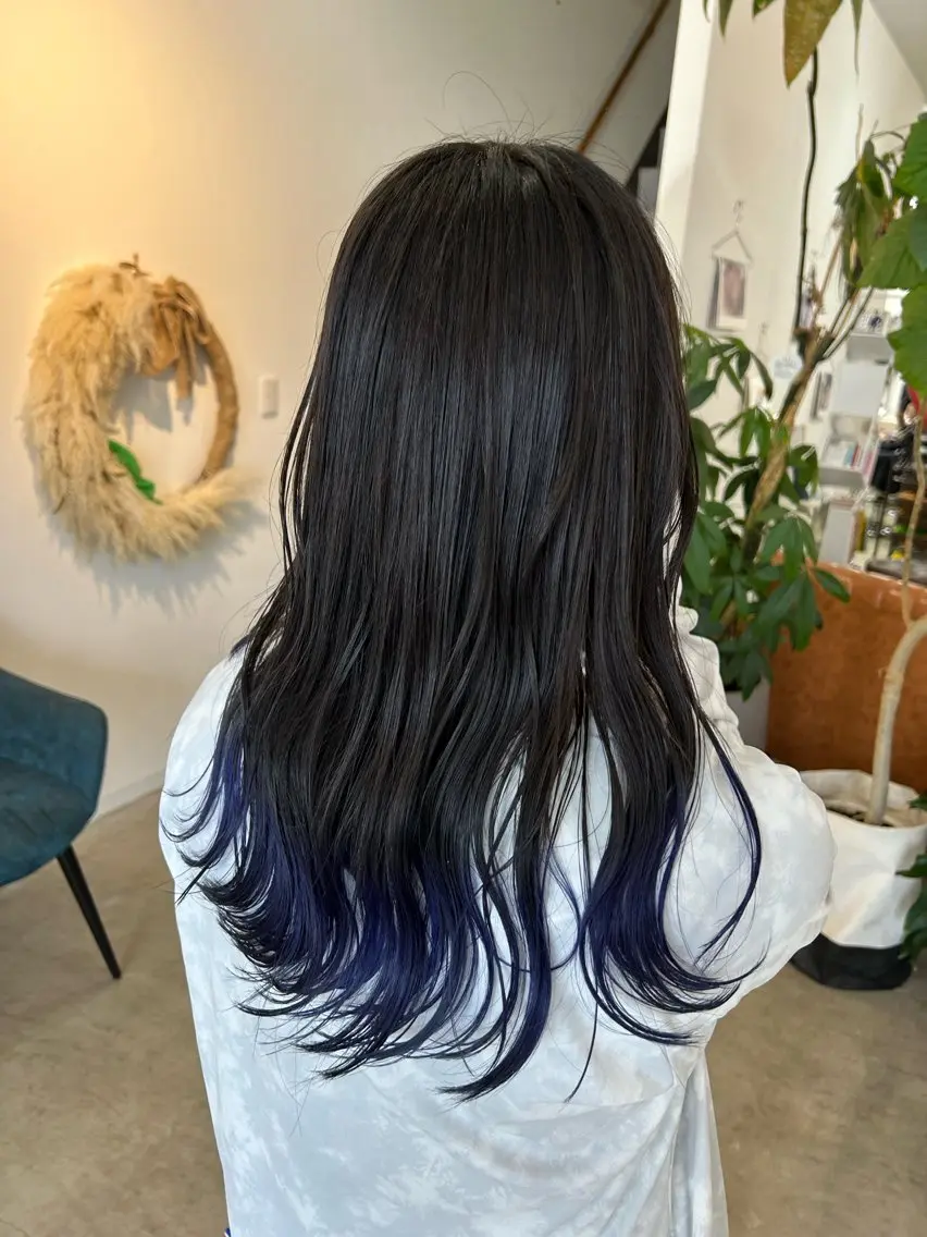 ロング カラー ブルーカラー デザインカラー anjii リンのヘアスタイル