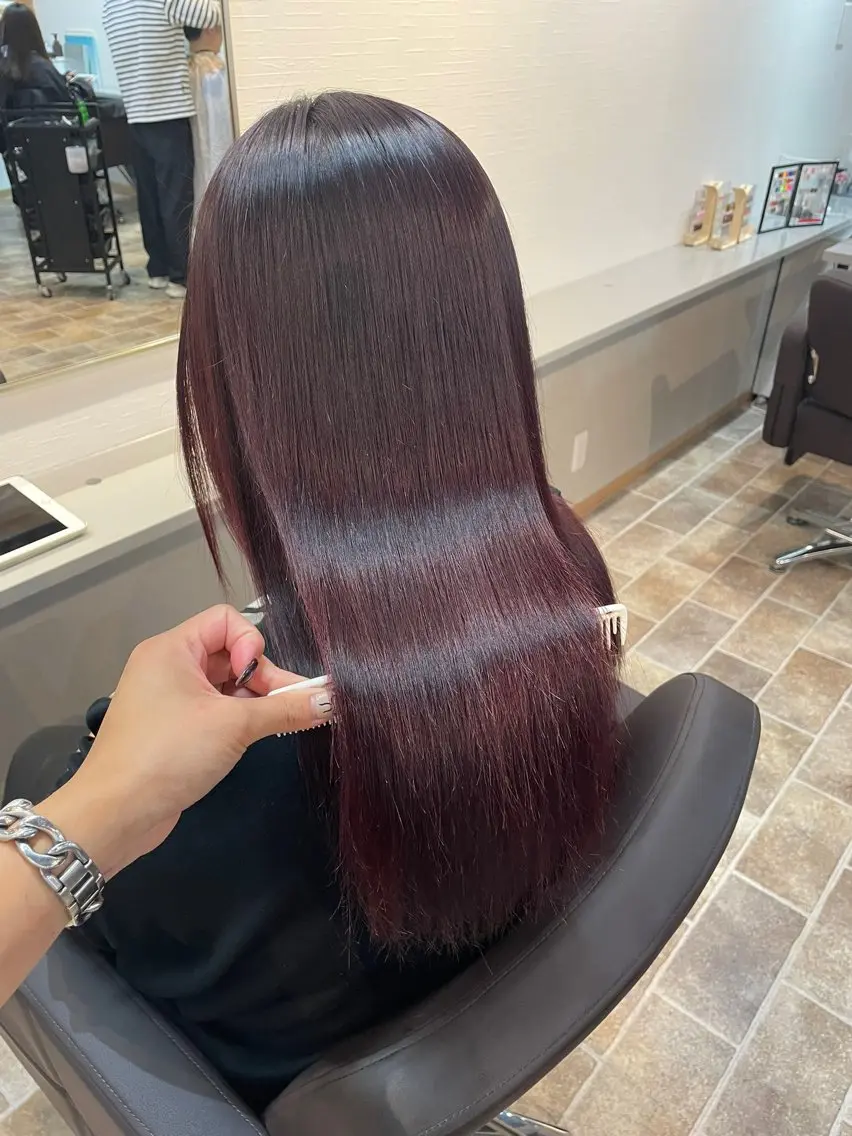 ロング カラー パーマ ブリーチ ブリーチなしカラー ストレートパーマ ヘアカラー 縮毛矯正 トリートメント YUI/ ブリーチカラー🌷のヘアスタイル