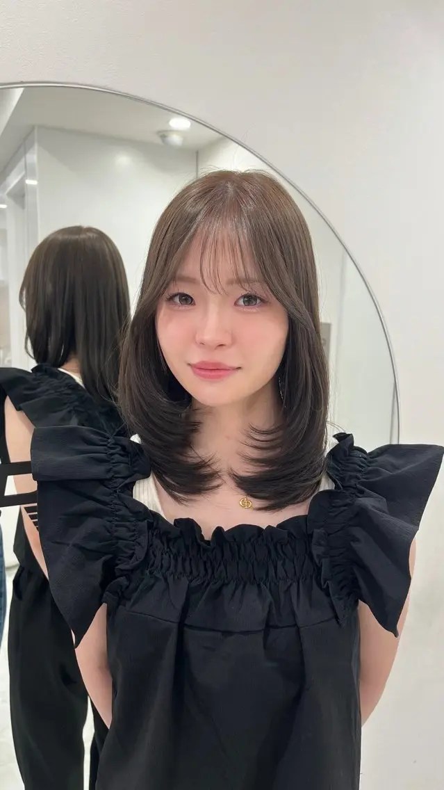 ミディアム カット ヘアカラー トリートメント ヘッドスパ ヘアセット 🤍海外girl🤍 ベージュ/ALISAのヘアスタイル