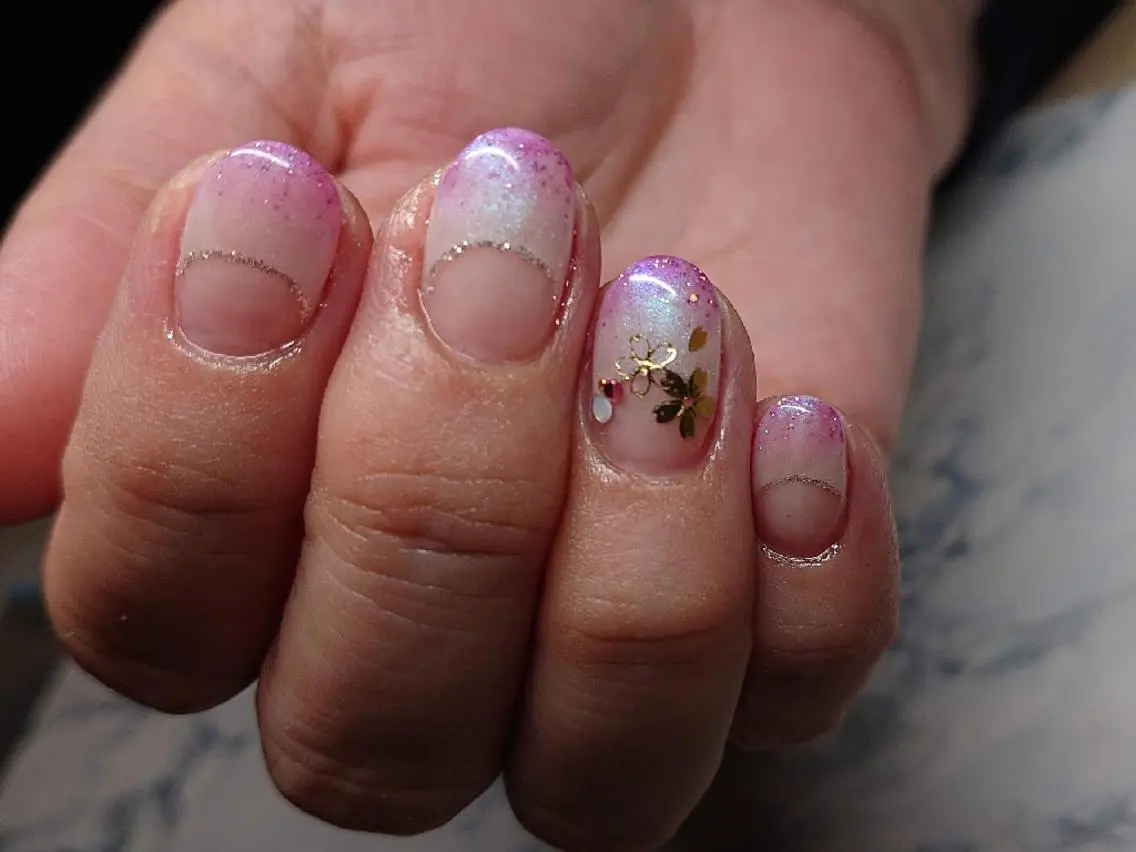 ネイル 桜ネイル フレンチネイル 逆フレンチ SJNAILS  GINZAのネイルデザイン