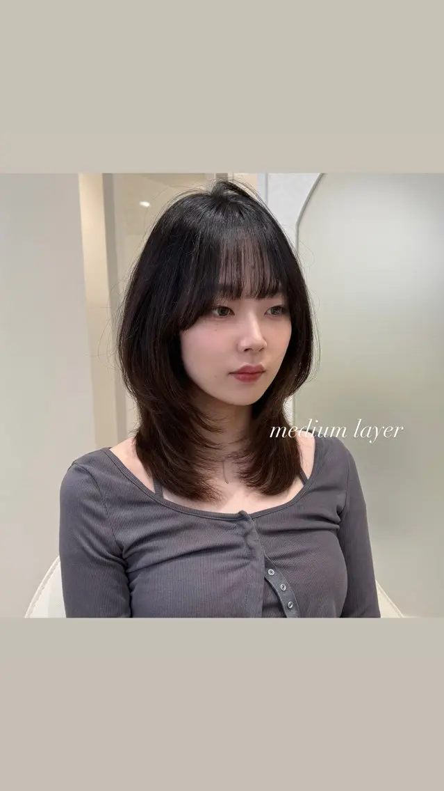 ミディアム 韓国𝐻𝑎𝑖𝑟 🇰🇷🖤ハラのヘアスタイル
