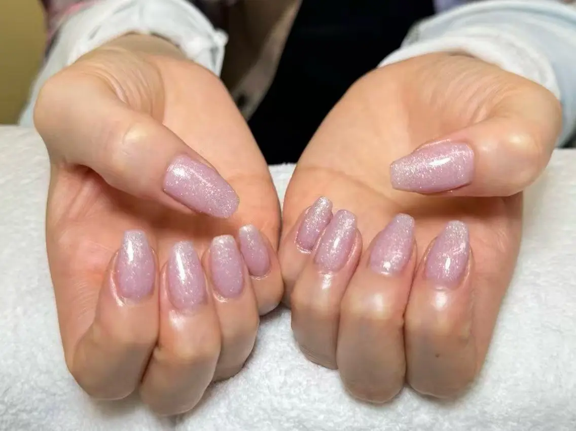 ネイル ラメ(グリッター) ワンカラーネイル ピンク ALISA NAILのネイルデザイン