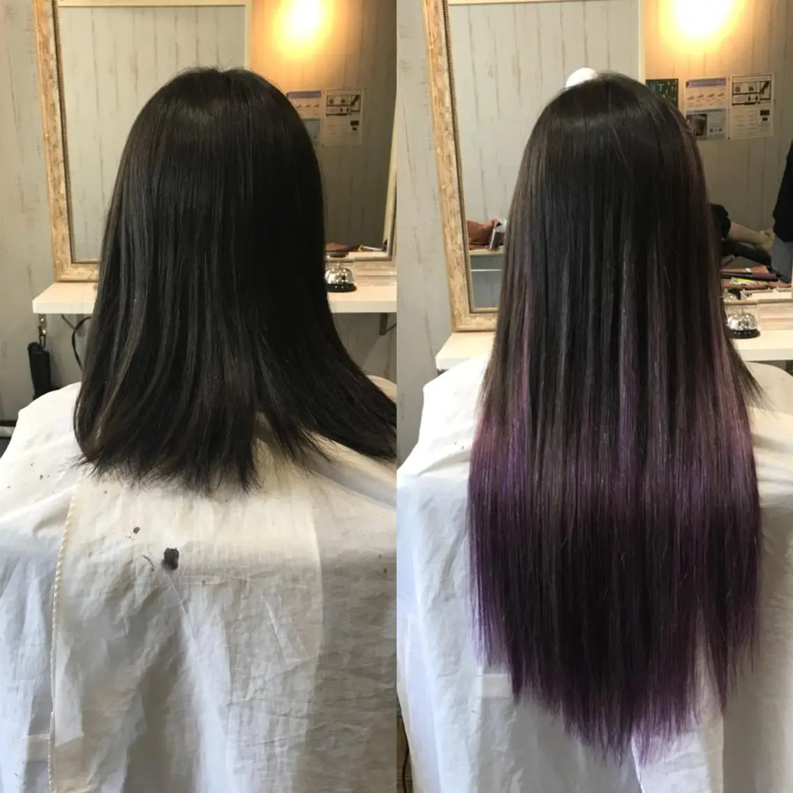 ロング カラー ヘアアレンジ 大阪レミーエクステ チビ編み込みのヘアスタイル
