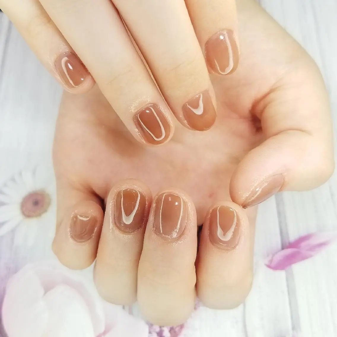 ネイル ブラウン クリアネイル 個人サロン saltnailのネイルデザイン
