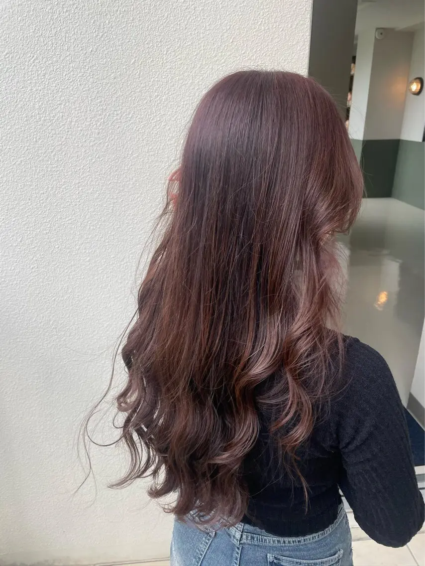 ロング カラー ブリーチ ブラウンカラー レッドカラー レッドブラウン MignonS こはるのヘアスタイル