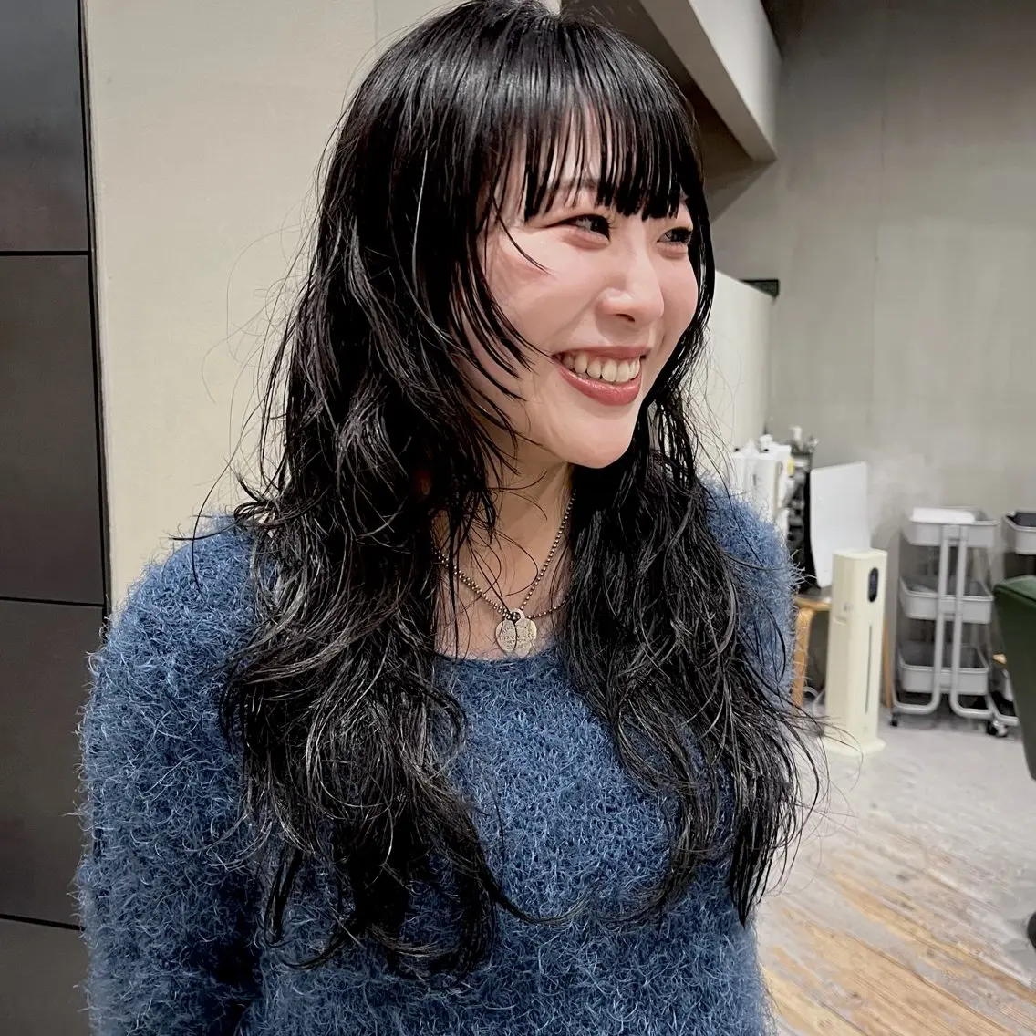ロング パーマ ヘアアレンジ レイヤーカット ロング カット パーマ トリートメント なな/ICI/レイヤ ーパーマ/ボブのヘアスタイル