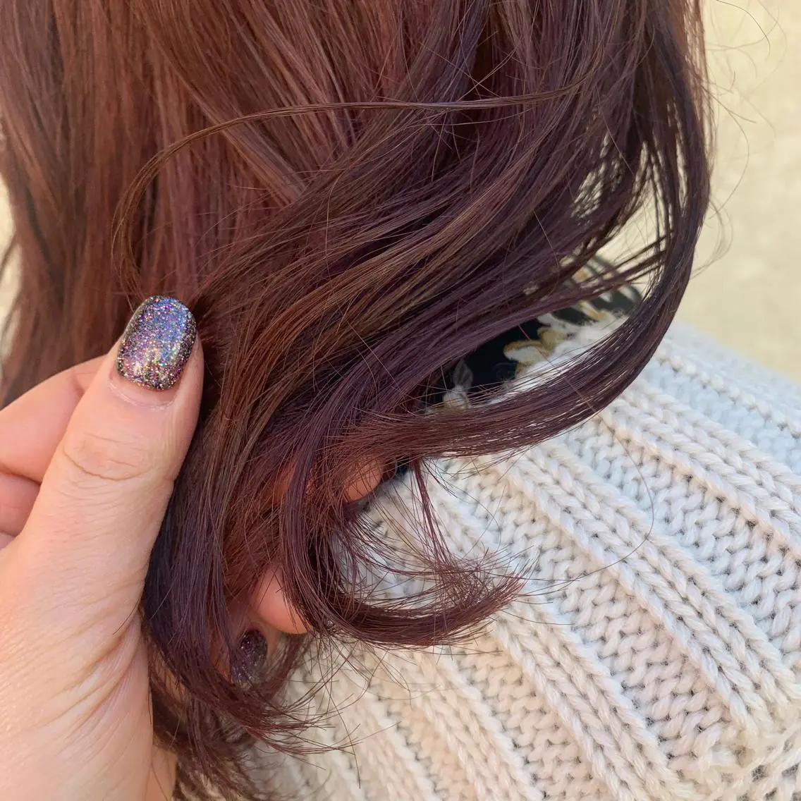 セミロング カラー ヘアアレンジ カシス ピンクカラー オルチャンヘア 韓国×髪質改善特化 💍maki💍のヘアスタイル