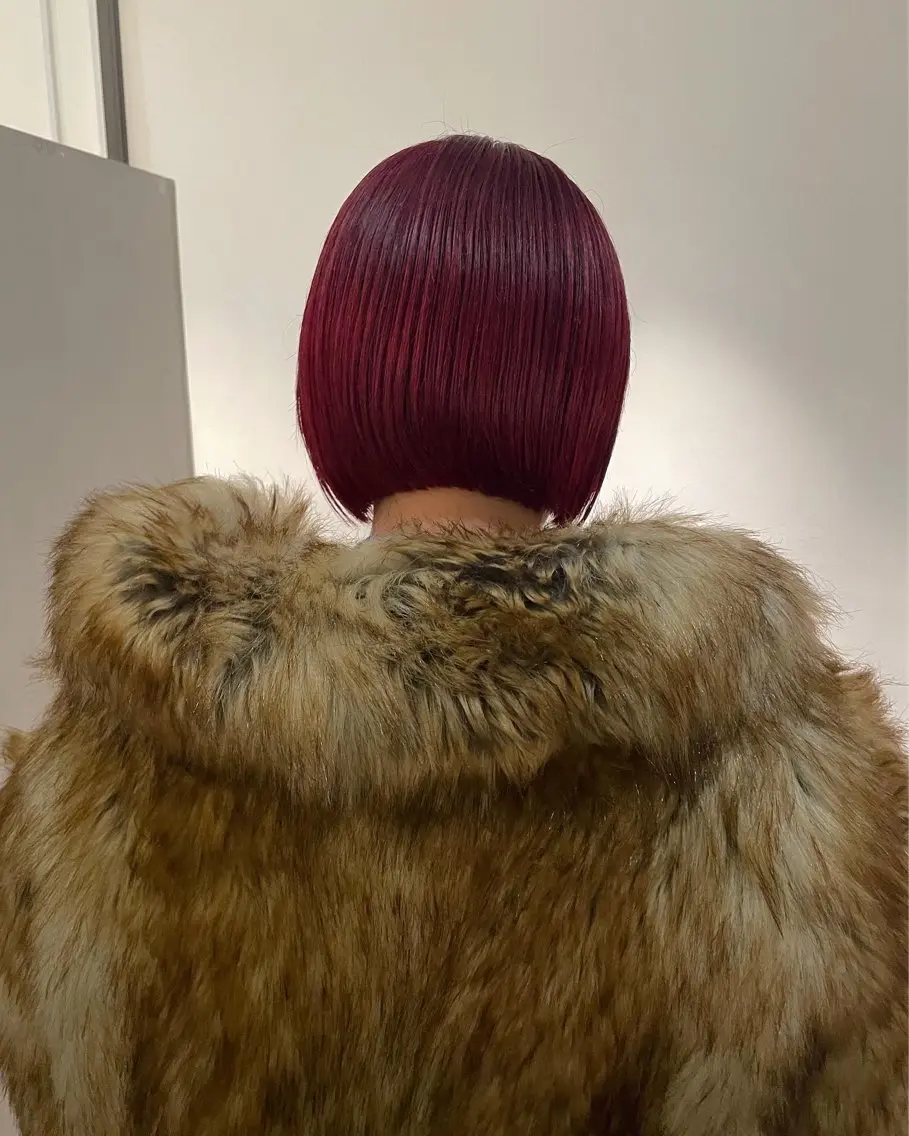 ショート カラー ブリーチ ボルドーカラー ダブルカラー ブリーチなしカラー ボブ HIBIKI/原宿 ハッシュカット🪄のヘアスタイル