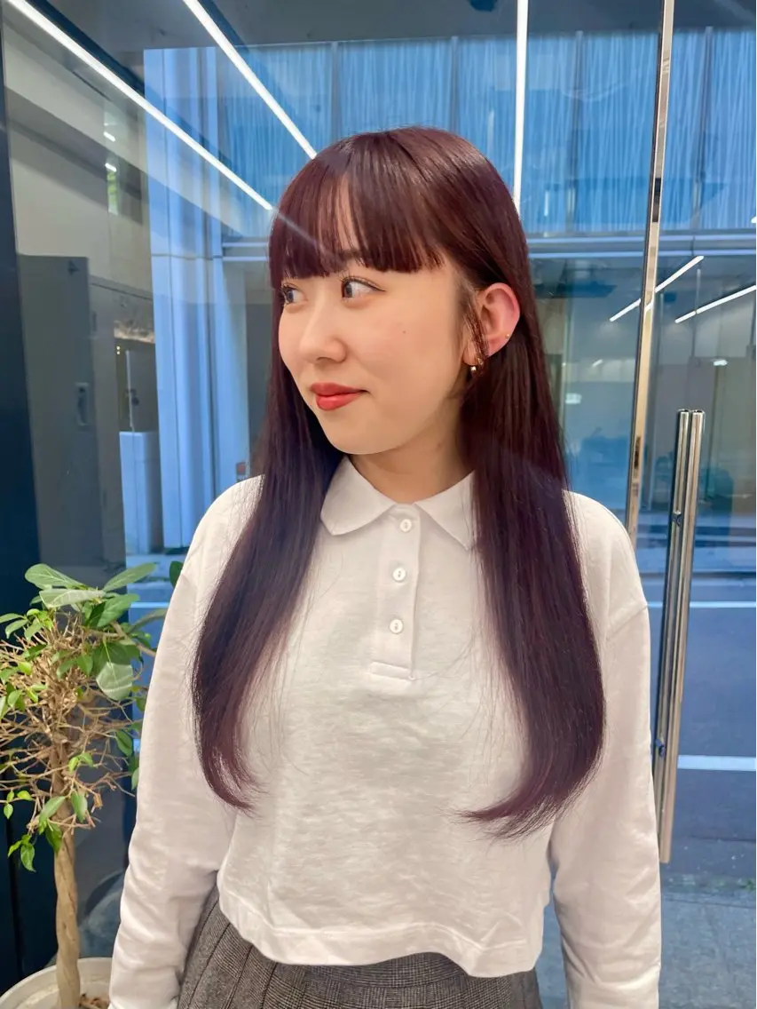 ロング カラー レッドカラー レイヤーカット ロング ワイドバング ヘアカラー トリートメント ブリーチ&髪質改善 TAIGAのヘアスタイル