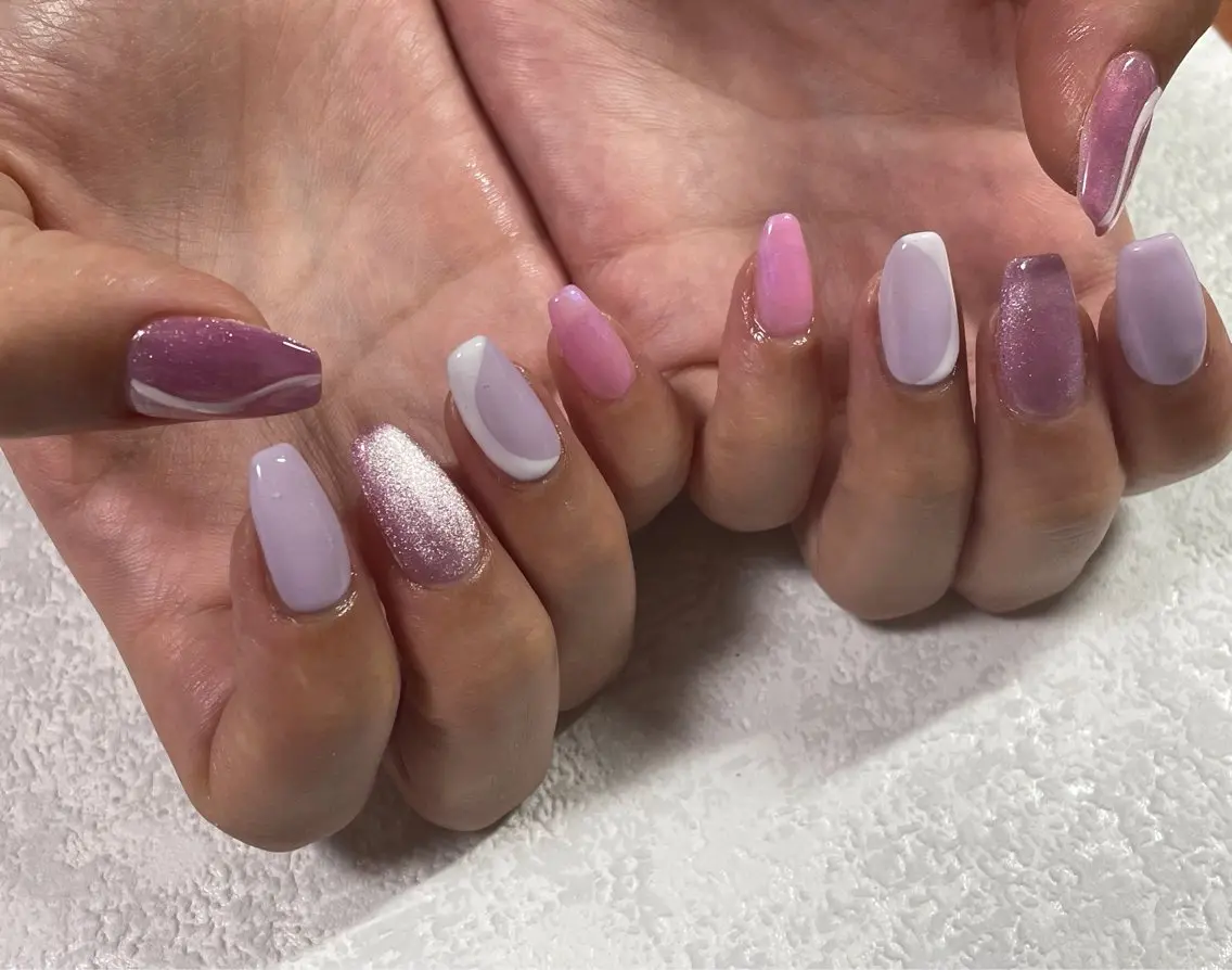 ネイル オーロラネイル フットネイル フレンチネイル ジェルネイル 韓国ネイル ハンドネイル kiki nail &brow二子玉川のネイルデザイン
