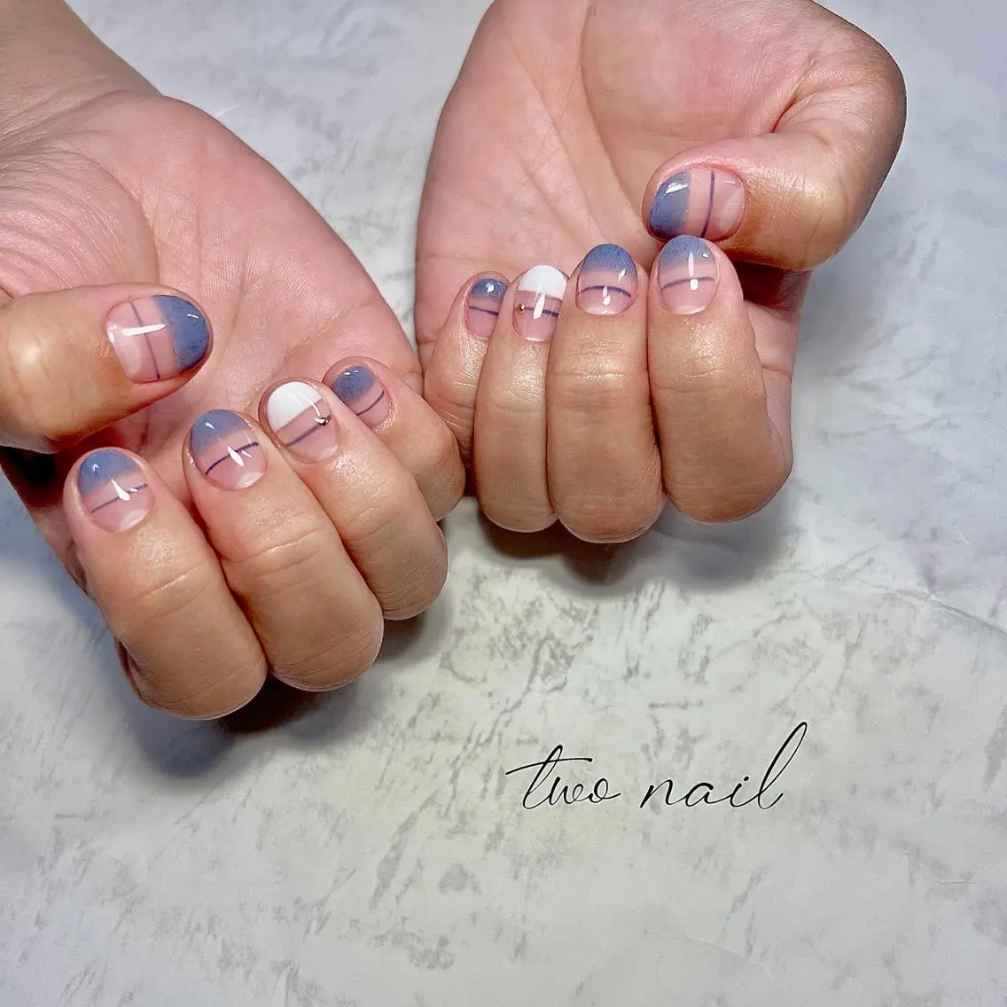 ネイル アートネイル フットネイル ハート ニュアンスネイル ホワイト two nailのネイルデザイン